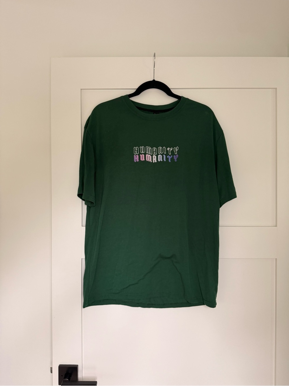 ROMWE Dark Green 'Humanity' Graphic Short Sleeve Tee